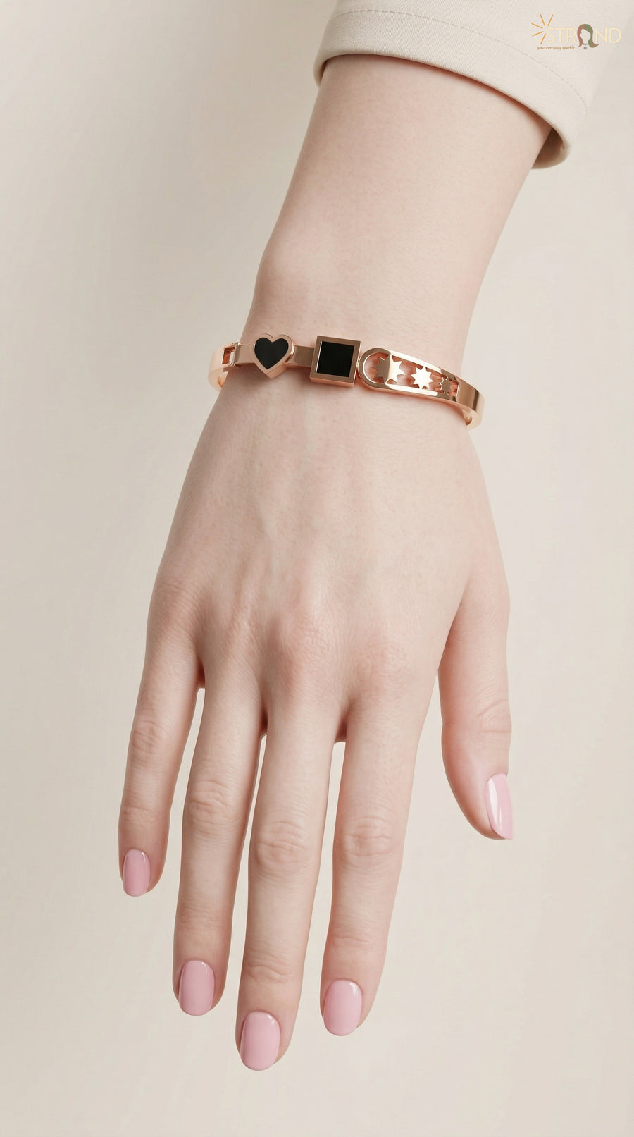 Rose Gold Link Bracelet with Charms