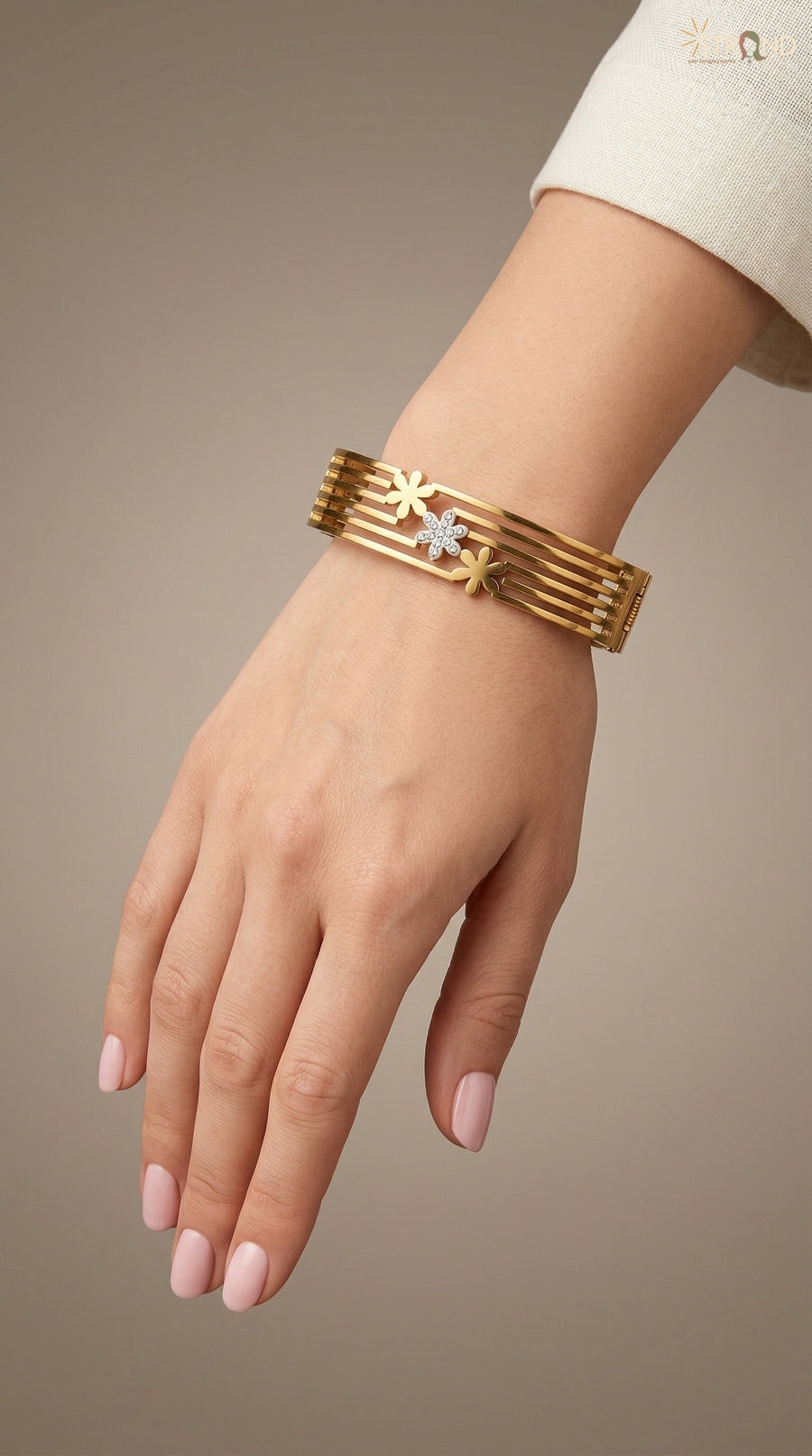 Gold-tone Floral Cuff Bracelet