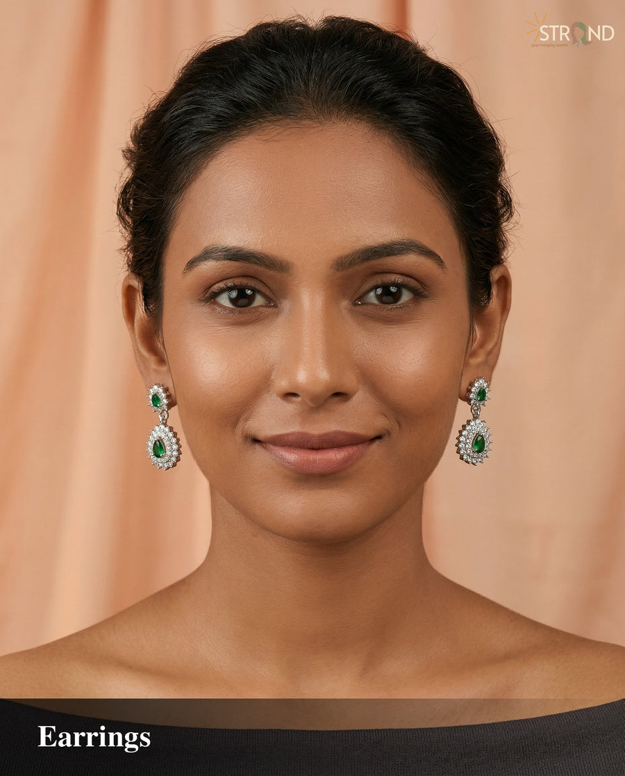 Elegant Green Stone Stud Earrings