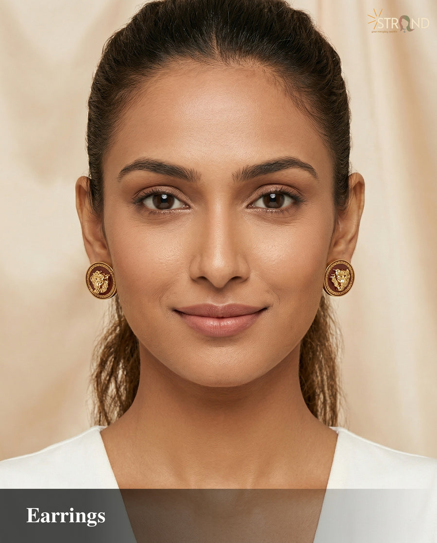 Elegant Gold Circular Stud Earrings
