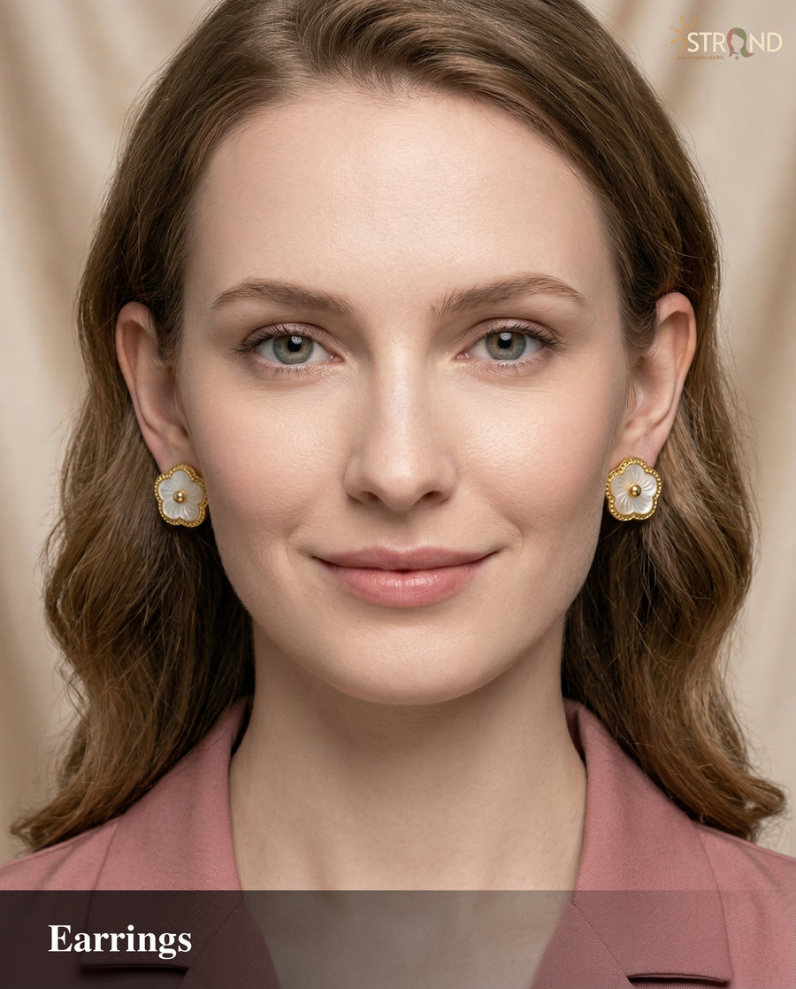 Elegant Gold Floral Stud Earrings