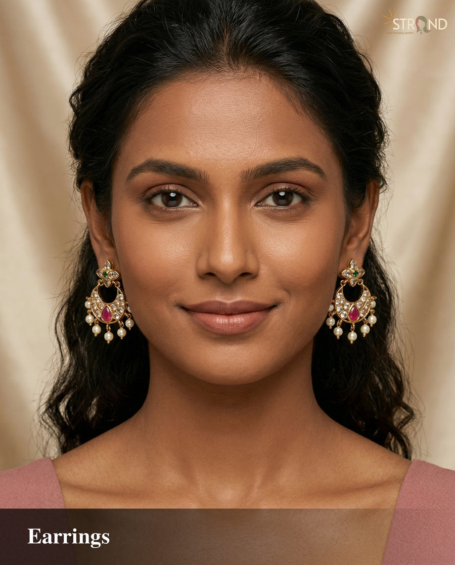 Elegant Gold-Toned Pearl Earrings
