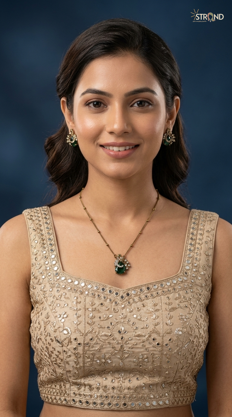 Elegant Green Pendant Necklace with Studs