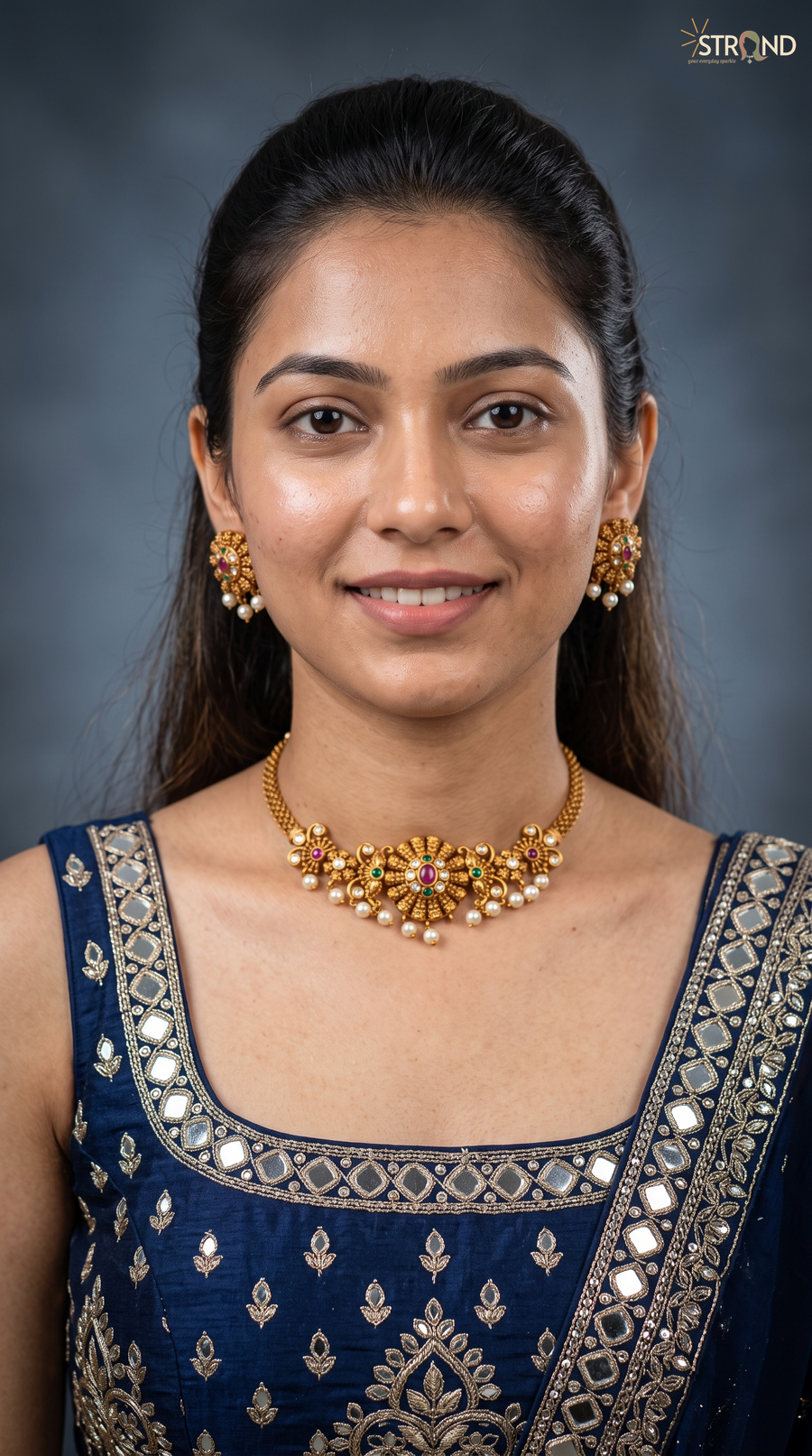 Ornate Gold-Toned Choker Necklace Set