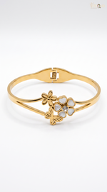 Floral Gold-Tone Cuff Bracelet