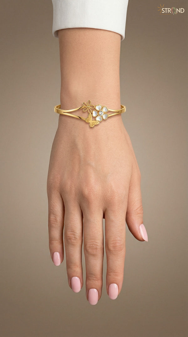 Floral Gold-Tone Cuff Bracelet