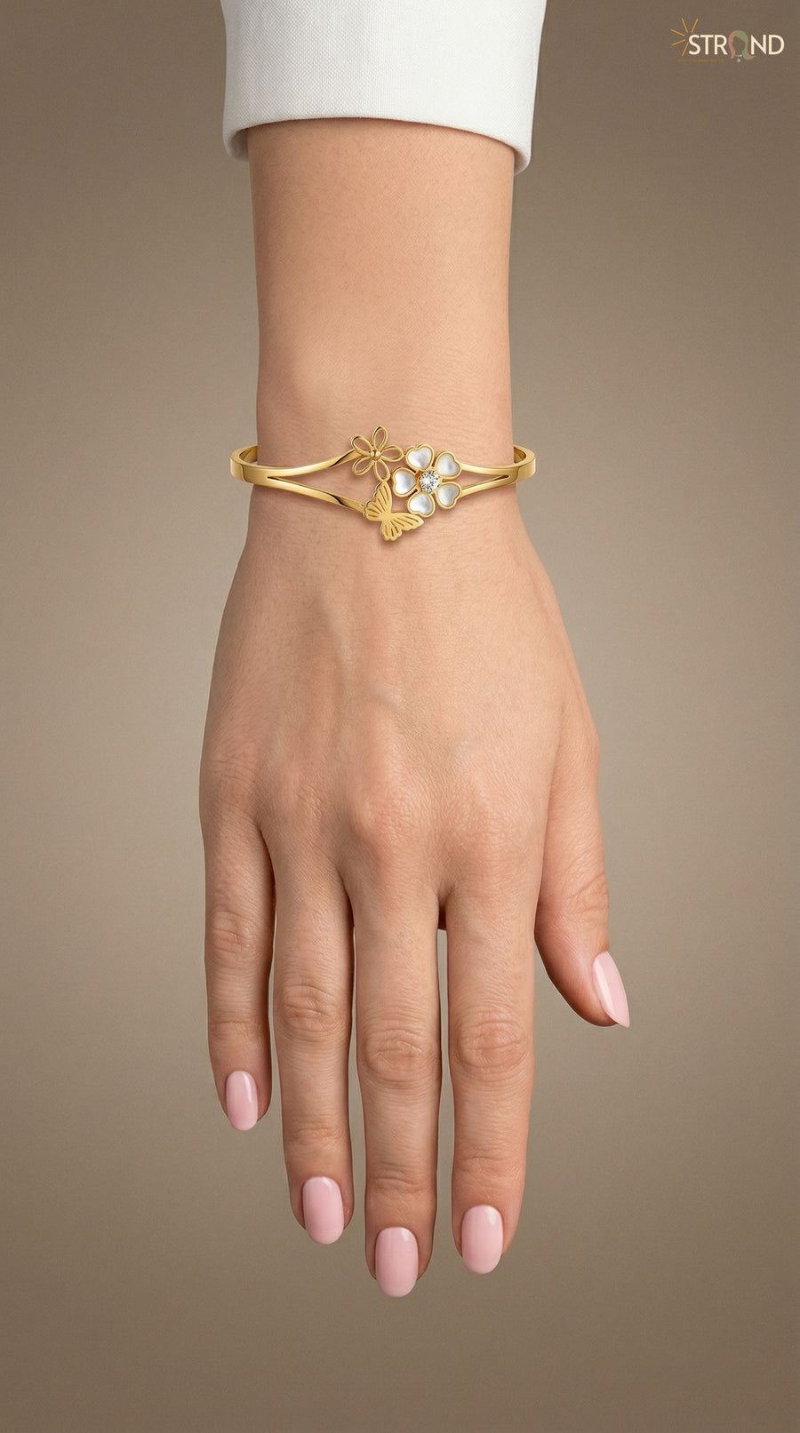 Floral Gold-Tone Cuff Bracelet