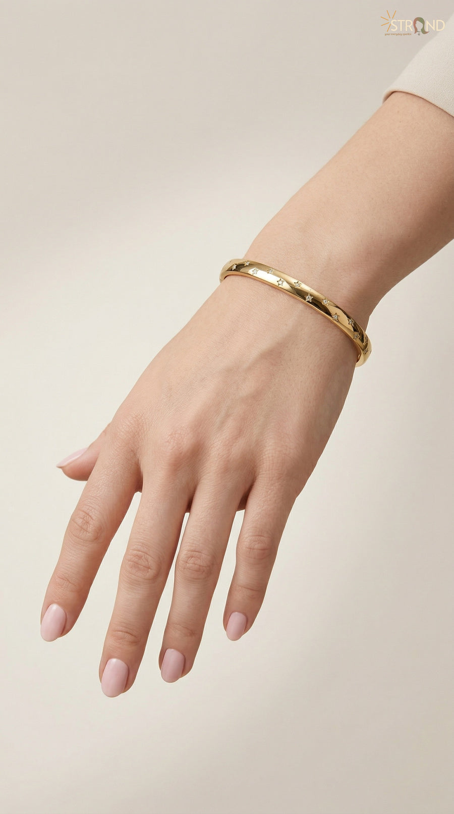 Gold-Toned Star Etched Bangle