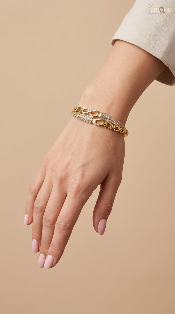 Gold Chain-Link Cuff Bracelet