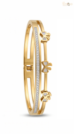 Gold Bow Motif Bangle Set