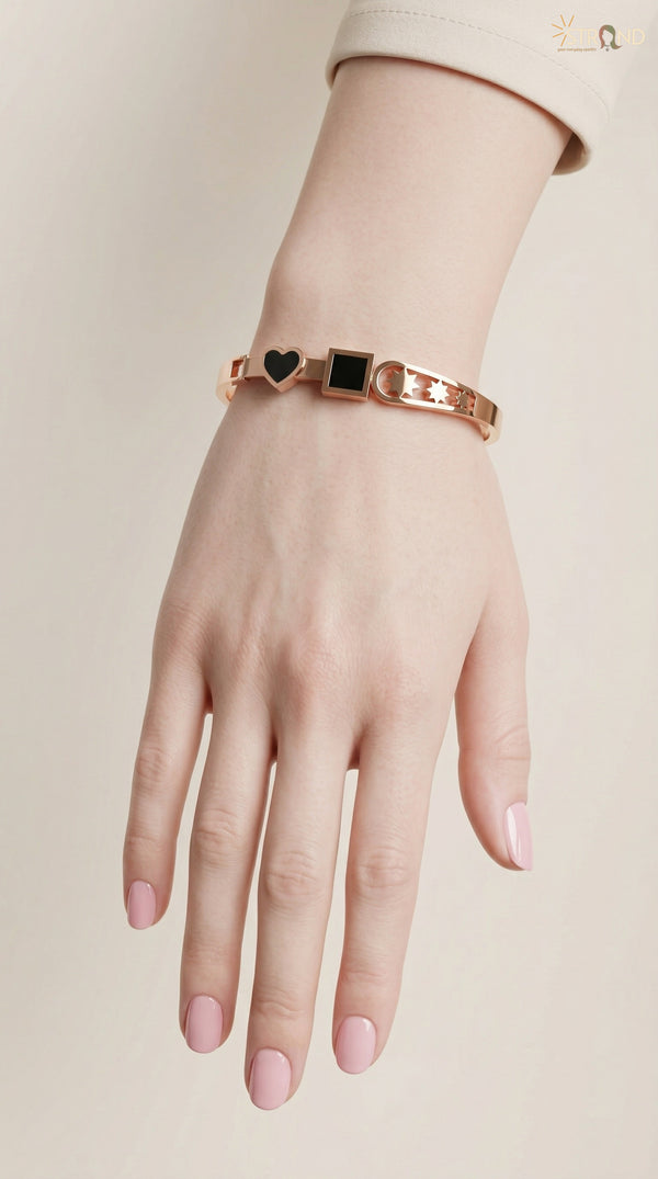 Rose Gold Link Bracelet with Charms