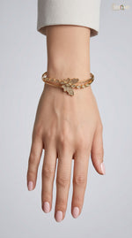 Elegant Gold-Tone Leaf Bangle Set
