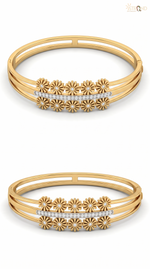 Floral Gold-Toned Triple Bangle