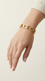 Gold-Toned Linked Bracelet with Crystals