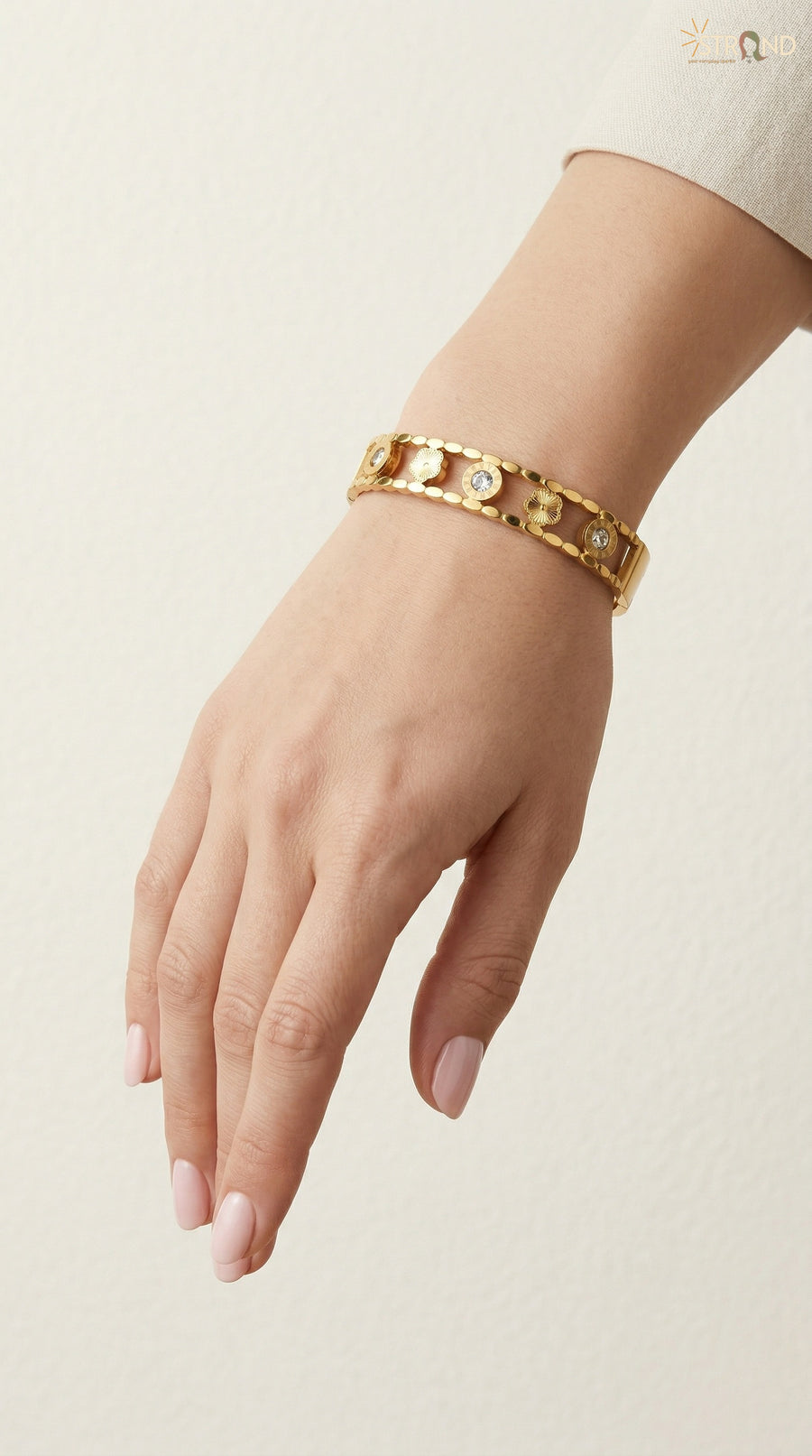 Gold-Toned Linked Bracelet with Crystals