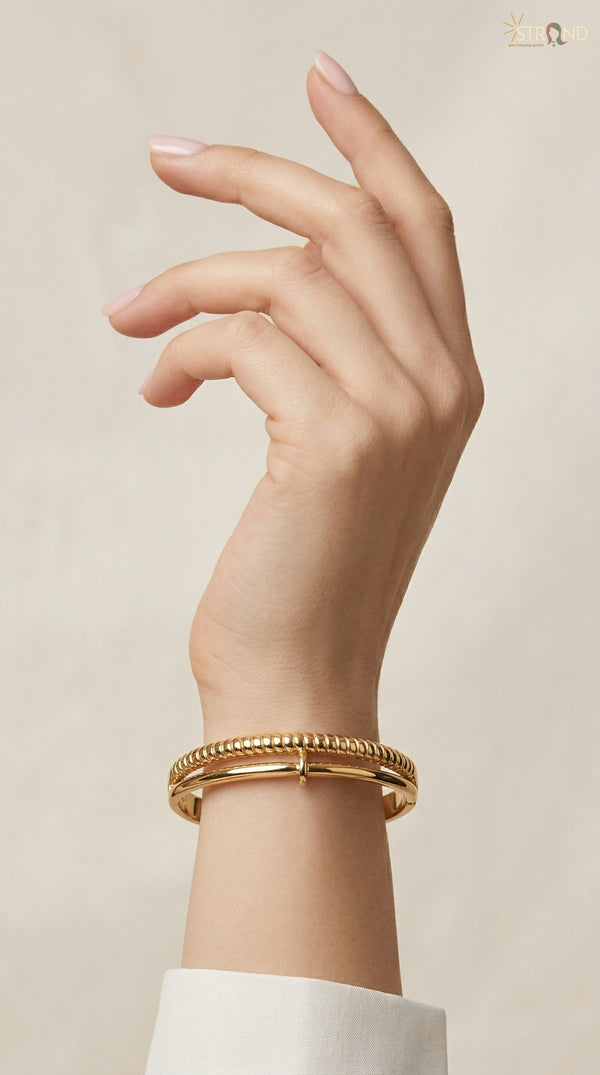 Elegant Gold-Toned Double Bangle