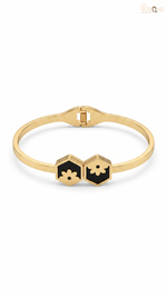 Elegant Gold Hexagon Cuff Bracelet