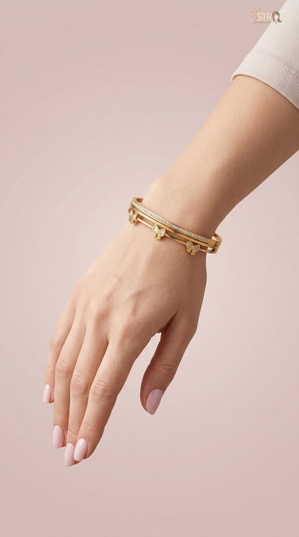 Gold-Toned Butterfly Charm Bangles