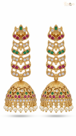 Gold-Plated Jhumka Earrings with Pearls