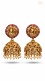 Golden Jhumka Earrings with Pearl Drops