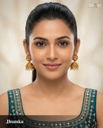Golden Jhumka Earrings with Pearl Drops