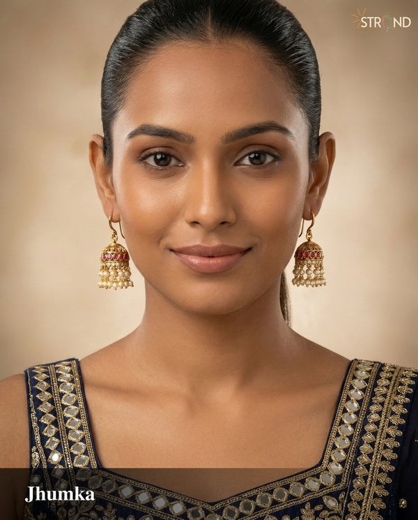 Elegant Gold-Toned Pearl Jhumkas