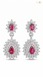Elegant Ruby and Zircon Earrings