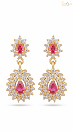 Elegant Ruby Gold Drop Earrings