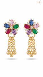 Elegant Gold-Toned Multi-Color Earrings