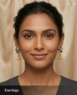 Elegant Gold-Toned Multi-Color Earrings