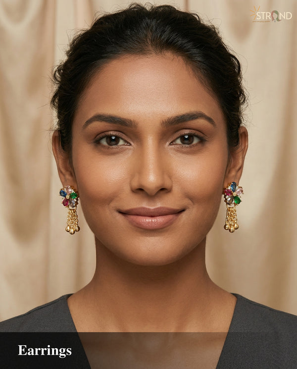 Elegant Gold-Toned Multi-Color Earrings