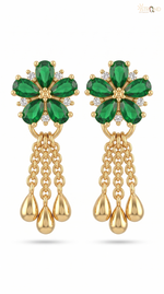 Elegant Green Floral Drop Earrings