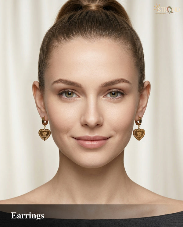 Elegant Gold-Toned Heart Earrings