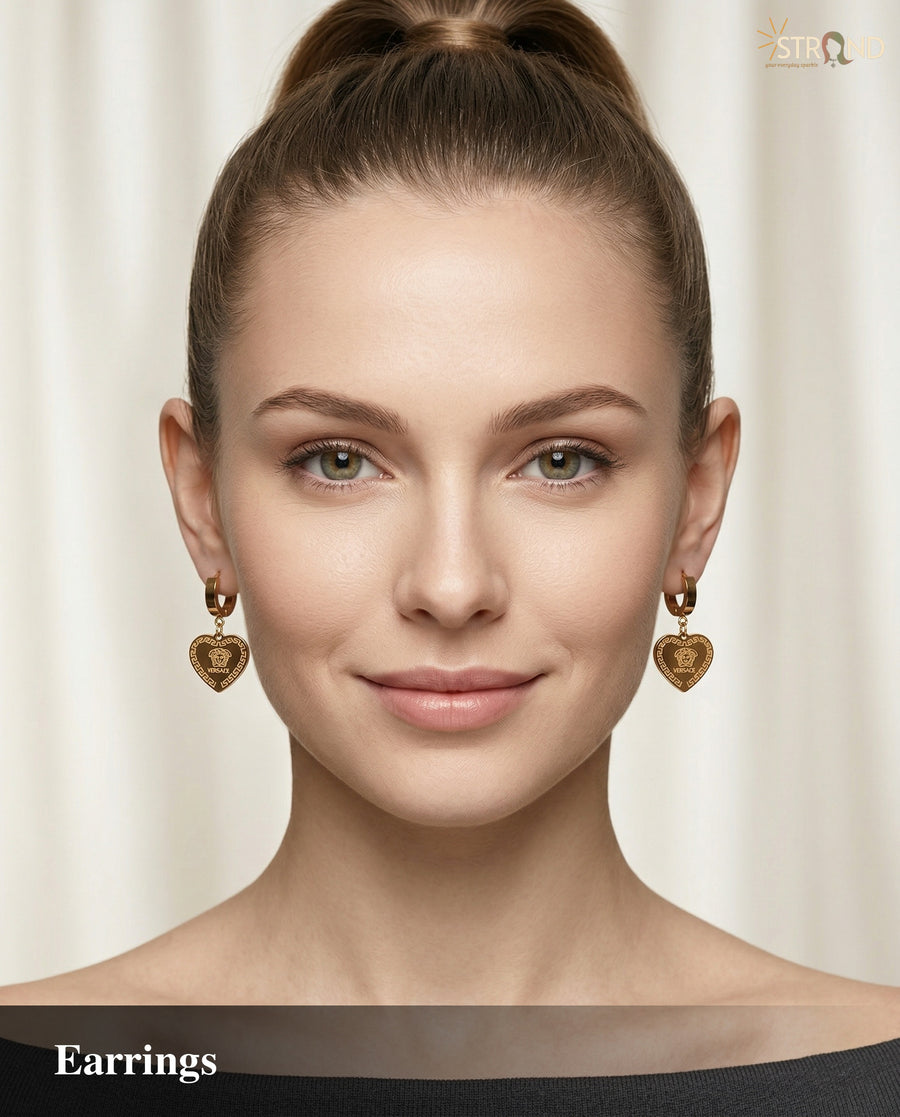 Elegant Gold-Toned Heart Earrings