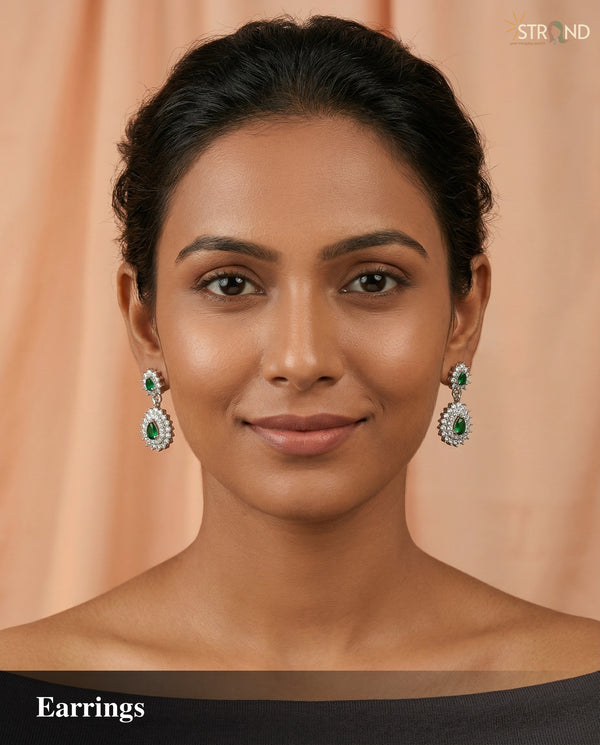 Elegant Green Stone Stud Earrings