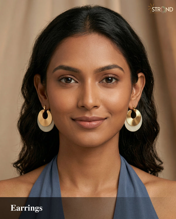 Elegant Gold and White Earrings