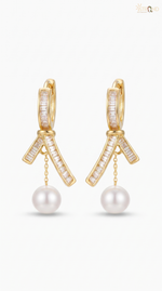 Elegant Gold Pearl Drop Earrings