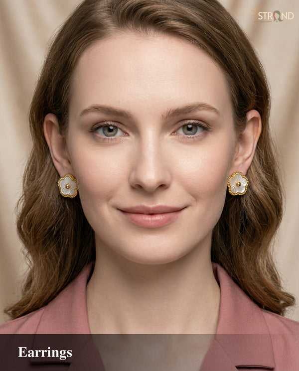 Elegant Gold Floral Stud Earrings