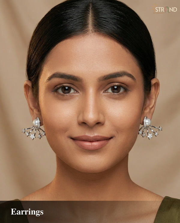 Elegant Pearl Starburst Earrings