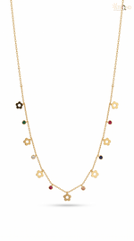 Delicate Gold Charm Necklace with Beads