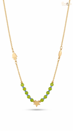 Gold Star Bead Necklace with Charm