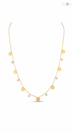 Gold Heart Charm Necklace with Discs