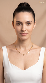 Gold Heart Charm Necklace with Discs