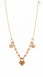 Rose Gold Heart Padlock Necklace