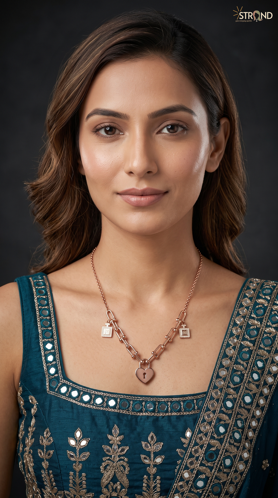 Rose Gold Heart Padlock Necklace