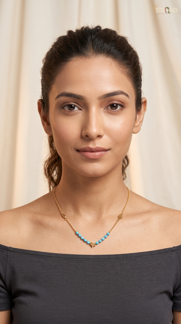 Gold Chain with Turquoise Beads