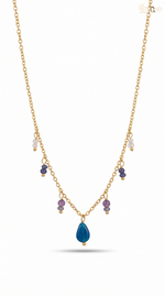Elegant Blue Gem Drop Necklace