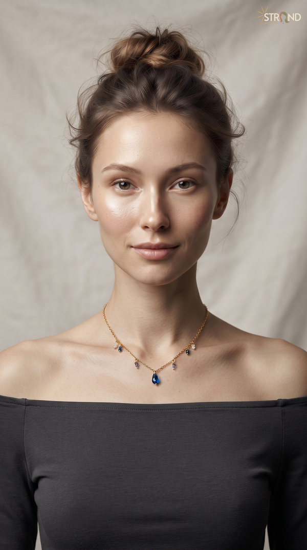 Elegant Blue Gem Drop Necklace