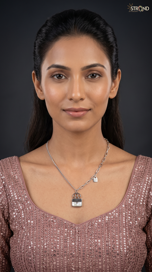 Elegant Silver Padlock Necklace