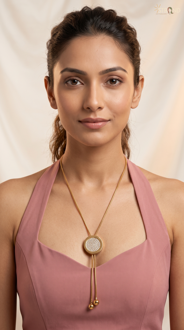 Elegant Gold-Tone Lariat Necklace